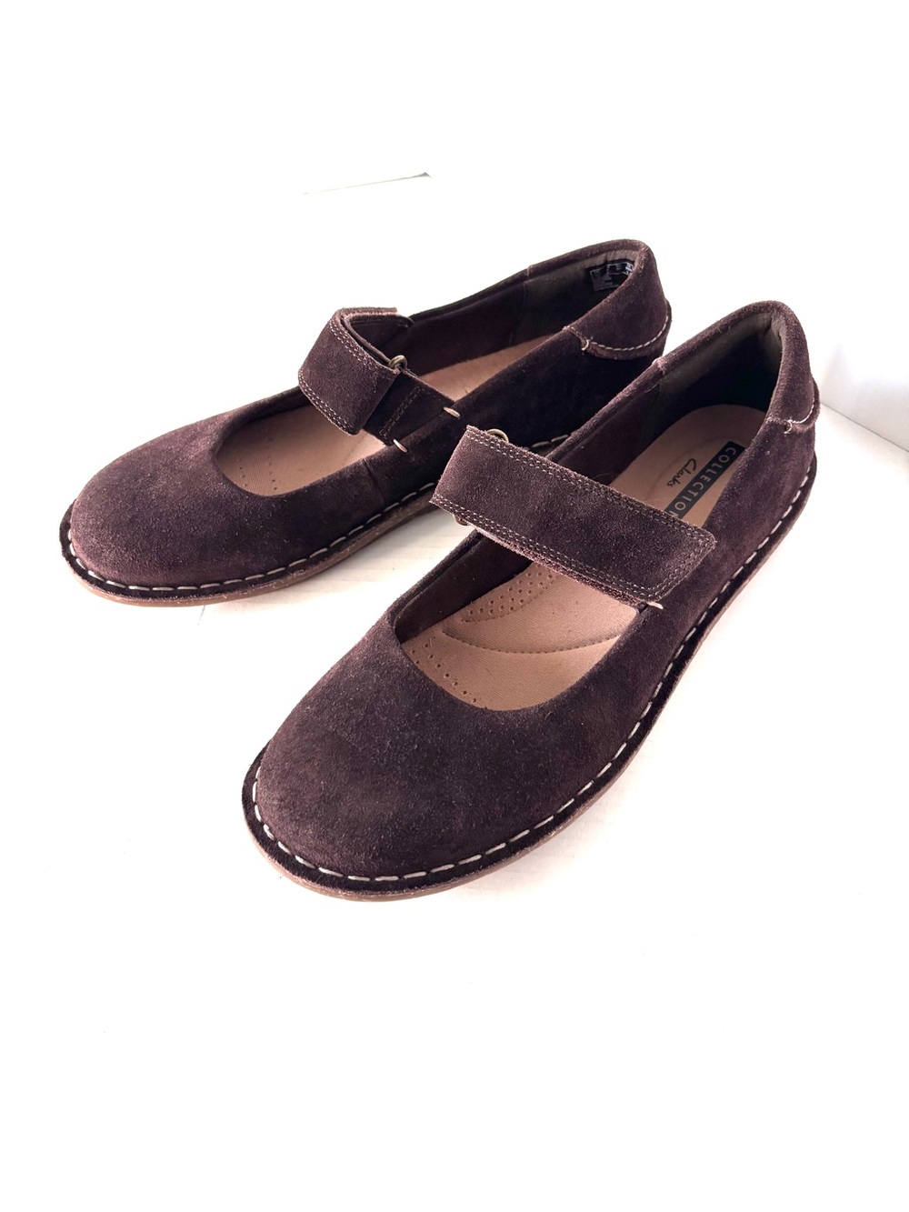 Clarks Tamitha Aster Brown Suede Soft Cushion Mary Jane Shoe Women’s 9 LIKE NEW